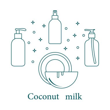 Kozmetik ve bakım ürünleri için Hindistan cevizi sütü. Glamour moda moda stil.