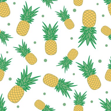 Ananas ile Seamless modeli. Tropikal meyve. Yaz arka plan.