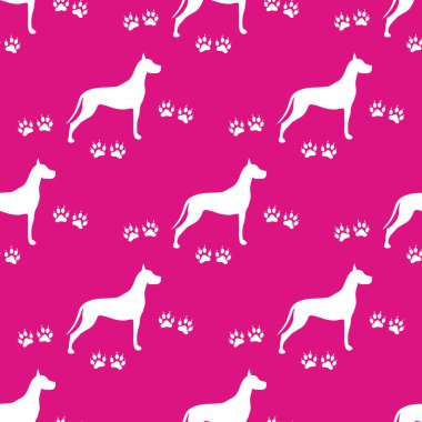 Köpek ve köpek ile Seamless modeli izler. Hayvan desen.