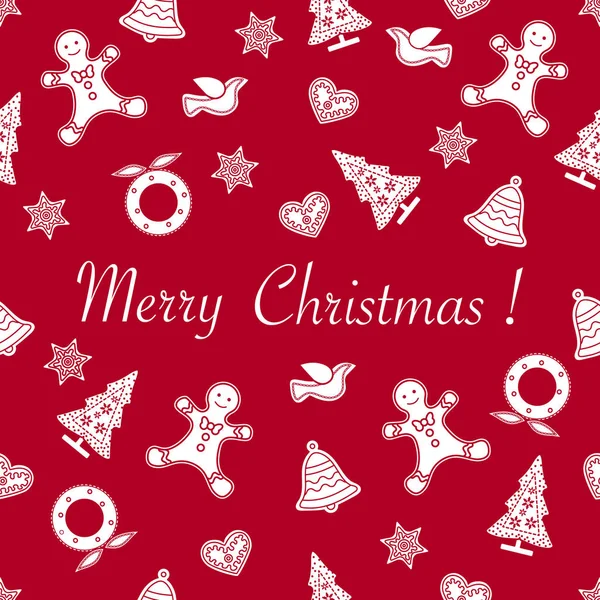 Patrón Sin Costuras Con Navidad Símbolos Año Nuevo Árboles Navidad — Archivo Imágenes Vectoriales