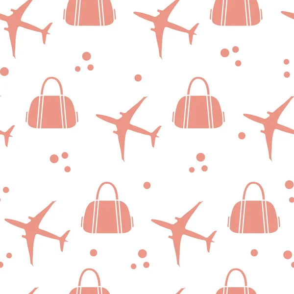 Seamless Pattern Planes Bags Design Poster Print — Stock Vector