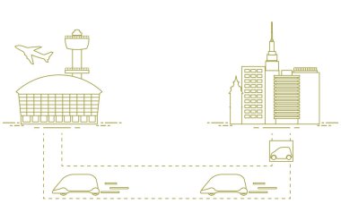 Yüksek hızlı ulaşım Havaalanı şehirden gelen yolcu. Bilimsel ve teknik ilerleme. Yeni teknoloji.