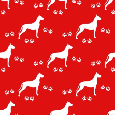 Köpek ve köpek ile Seamless modeli izler. Hayvan desen.