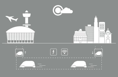 Yüksek hızlı ulaşım Havaalanı şehirden gelen yolcu. Bilimsel ve teknik ilerleme. Yeni teknoloji.