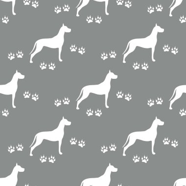 Köpek ve köpek ile Seamless modeli izler. Hayvan desen.
