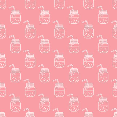 Güler yüzlü kavanoz ve tüpler ile Seamless modeli. Sağlıklı beslenme alışkanlıkları. Kolay pişirme işlemi.