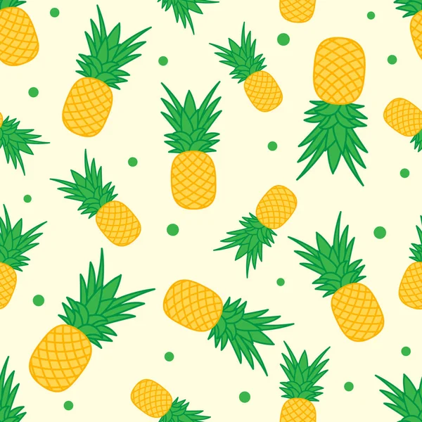 Patrón Sin Costuras Con Piñas Fruta Tropical Fondo Verano — Vector de stock