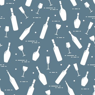 Dikişsiz desen şarap bardakları ve şarap şişeleri. Şarap yapma. Tatmak. Sommelier.