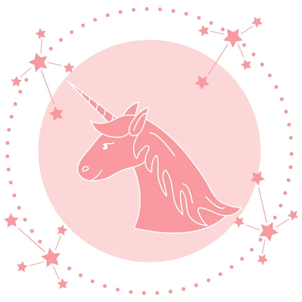 Unicorno Magico Costellazioni Design Bambini Grafica Shirt Copertina Gift Card — Vettoriale Stock