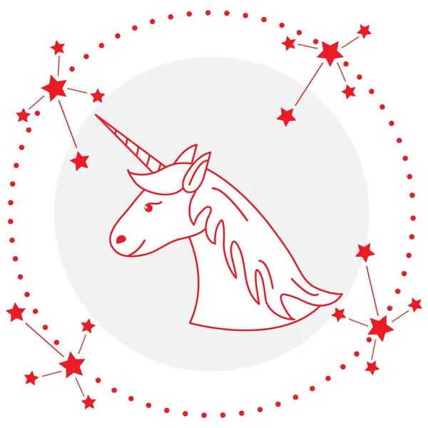 Unicorn Ajaib Dan Rasi Bintang Desain Untuk Anak Anak Grafis - Stok Vektor