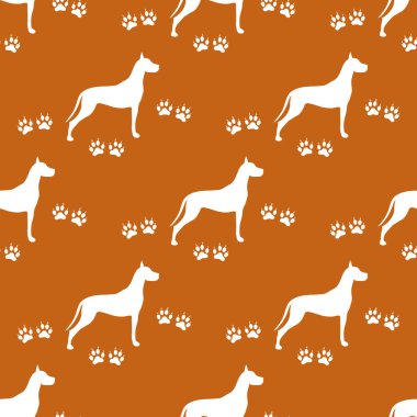 Köpek ve köpek ile Seamless modeli izler. Hayvan desen.