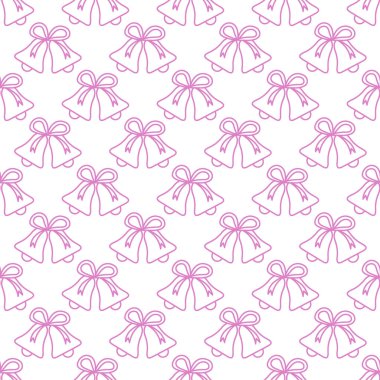 Vektör çan ile seamless modeli. Noel ve yeni yıl 2019 arka plan. Ambalaj Kağıt, kumaş ve diğer yazdırma için tasarım.