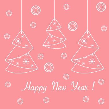 Noel ağacı origami katlanmış vektör çizim ve ipleri üzerinde asılı. Tasarım öğesi kartpostal, davet için.