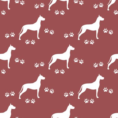 Köpek ve köpek ile Seamless modeli izler. Hayvan desen.