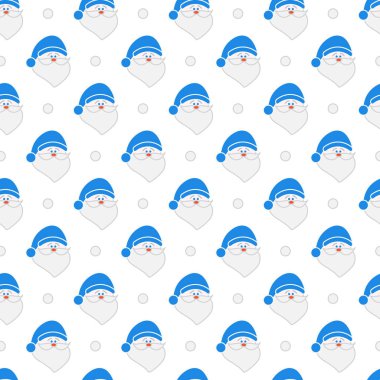Mutlu yeni yıl 2019 ve Noel seamless modeli. Noel Baba, kar ile vektör çizim. Tasarım için sarma, kumaş, yazdırma.