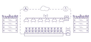 Akıllı çiftlik ve tarım. Düzey izleme ve kontrol, sıcaklık, nem, ışık. Bitkilerin ekimi. Yeni teknolojiler. Yüksek verim.