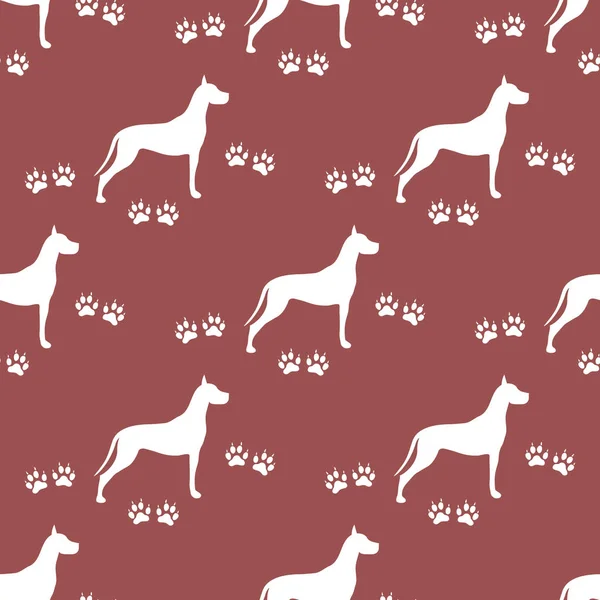 Seamless pattern with dog and dog tracks. Animal pattern.