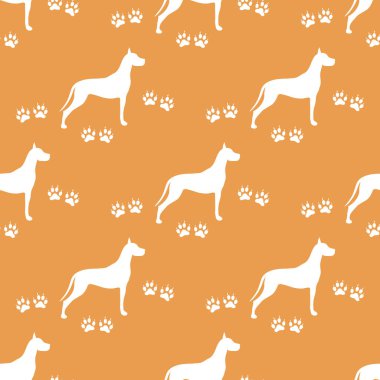 Köpek ve köpek ile Seamless modeli izler. Hayvan desen.