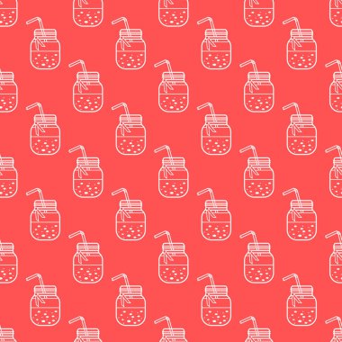 Güler yüzlü kavanoz ve tüpler ile Seamless modeli. Sağlıklı beslenme alışkanlıkları. Kolay pişirme işlemi.