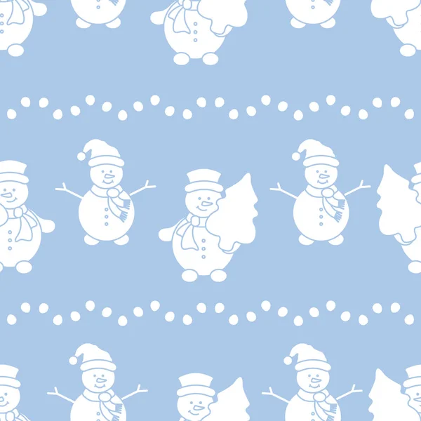 Happy New Year 2019 Christmas Seamless Pattern Vector Illustration Snowman — Stock Vector