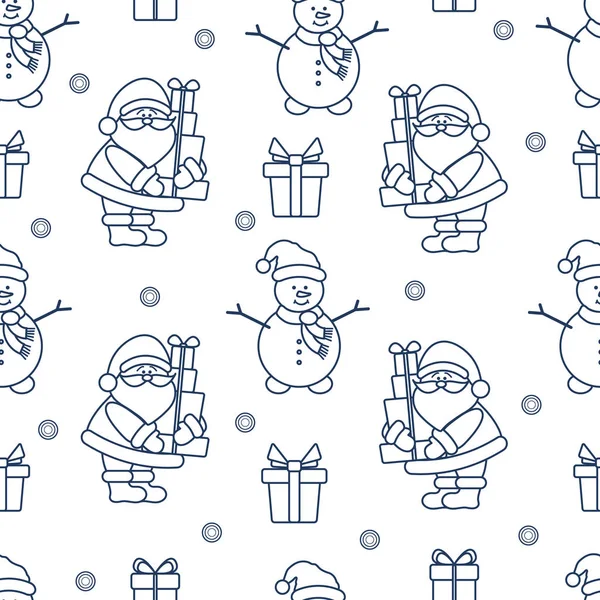 Happy New Year 2019 Christmas Seamless Pattern Vector Illustration Santa — Stock Vector