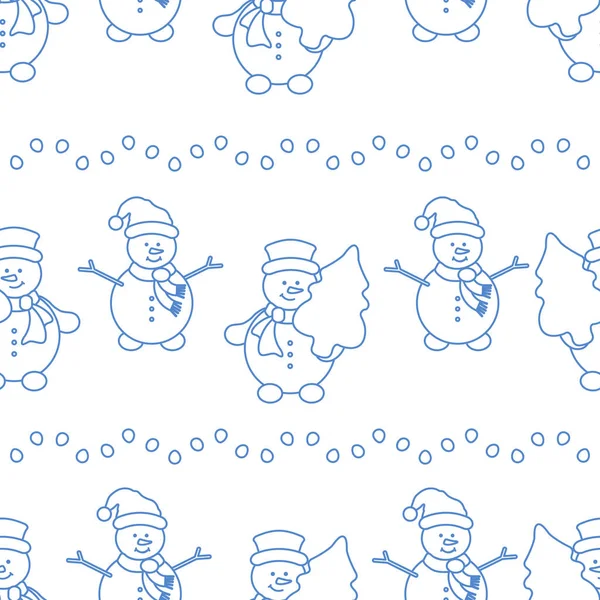 Happy New Year 2019 Christmas Seamless Pattern Vector Illustration Snowman — Stock Vector