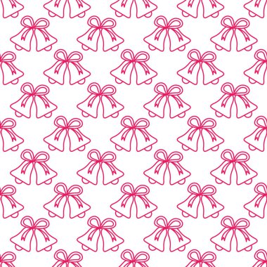 Vektör çan ile seamless modeli. Noel ve yeni yıl 2019 arka plan. Ambalaj Kağıt, kumaş ve diğer yazdırma için tasarım.