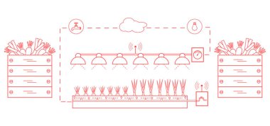 Akıllı çiftlik ve tarım. Düzey izleme ve kontrol, sıcaklık, nem, ışık. Bitkilerin ekimi. Yeni teknolojiler. Yüksek verim.