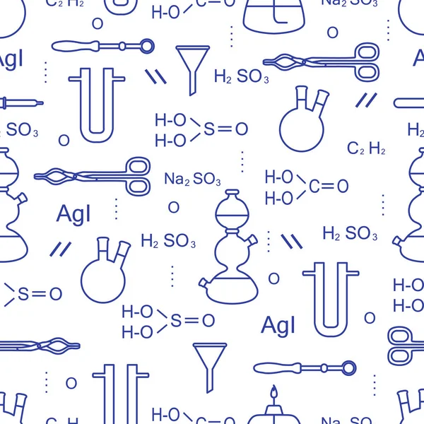 과학적인 플라스 도구와 수식을 패턴입니다 요소입니다 생물학 — 스톡 벡터