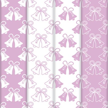 4 vektör Dikişsiz desen zillerle ayarlayın. Noel ve yeni yıl 2019 arka plan. Ambalaj Kağıt, kumaş ve diğer yazdırma için tasarım.