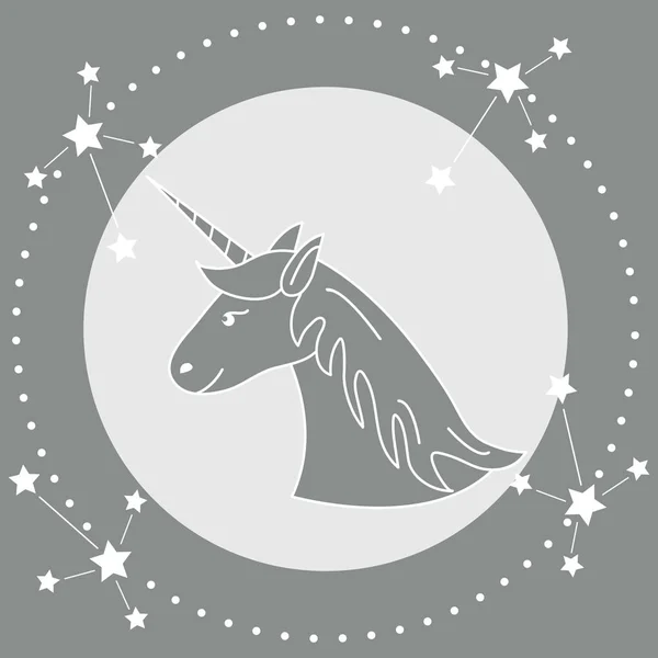 Unicornio Mágico Constelaciones Diseño Gráfico Para Niños Camiseta Portada Tarjeta — Archivo Imágenes Vectoriales
