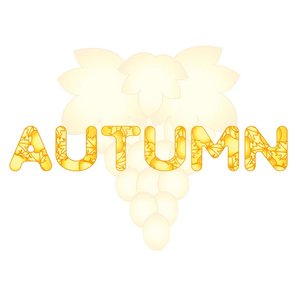 葡萄和秋天题字 葡萄酒和果汁生产的原料 印刷品设计 — 图库矢量图片