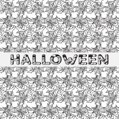 Cadılar Bayramı vektör seamless modeli ile web ve yarasa. Parti kartı, sarma, kumaş, yazdırma için tasarım.