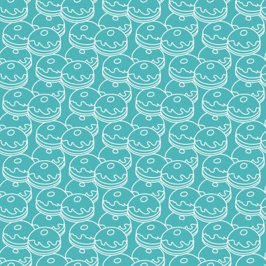 Çörek, Sufganiyah ile Seamless modeli. Popüler gıda Chanukah için. Yahudi Bayramı Hanuka.