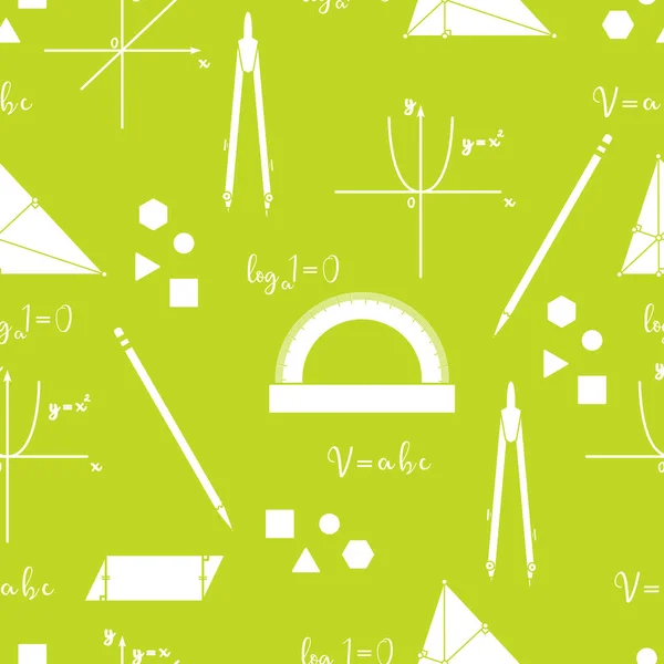 数学科学的なベクトル ジオメトリ表示 ツールなど数式のシームレスなパターン 教育要素 コンパス 分度器 グラフィックス 放物線 三角形 平行四辺形 — ストックベクタ
