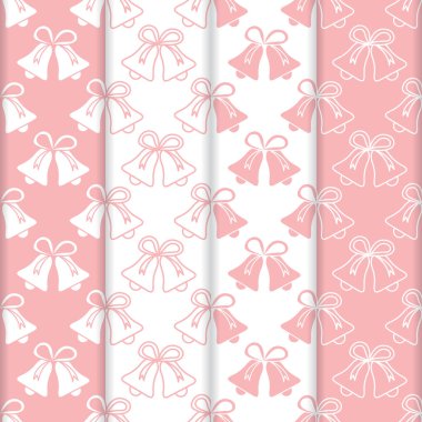 4 vektör Dikişsiz desen zillerle ayarlayın. Noel ve yeni yıl 2019 arka plan. Ambalaj Kağıt, kumaş ve diğer yazdırma için tasarım.