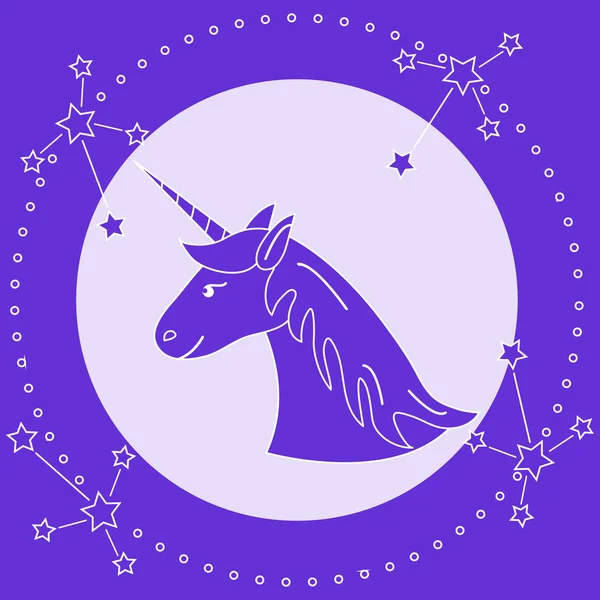 Magic Unicorn Constellations Design Children Graphic Shirt Cover Gift Card — Stock Vector