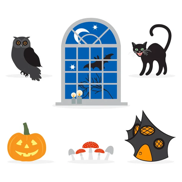 Set Iconos Halloween 2019 Ilustración Vectorial Con Símbolos Navideños Tradicionales — Archivo Imágenes Vectoriales