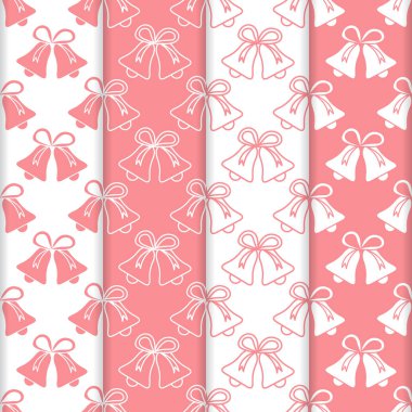 4 vektör Dikişsiz desen zillerle ayarlayın. Noel ve yeni yıl 2019 arka plan. Ambalaj Kağıt, kumaş ve diğer yazdırma için tasarım.