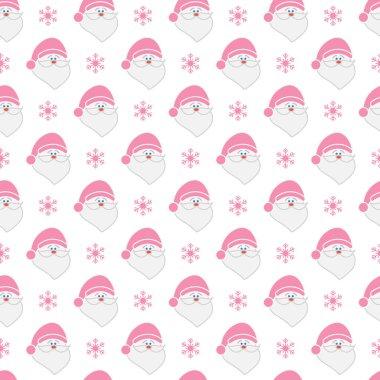 Mutlu yeni yıl 2019 ve Noel seamless modeli. Noel Baba, kar taneleri ile vektör çizim. Tasarım için sarma, kumaş, yazdırma.