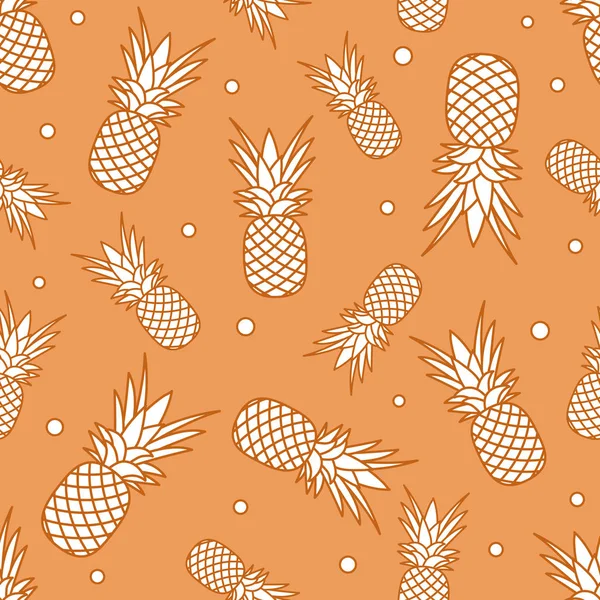 Seamless Pattern Pineapples Tropical Fruit Summer Background — Stock Vector