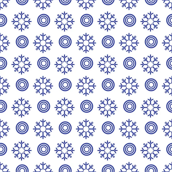 Зимний Бесшовный Узор Снежинками Кругами Дизайн Баннера Плаката Печати — стоковый вектор