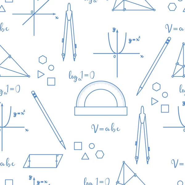 Matemáticas Patrón Sin Fisuras Vector Científico Con Diagramas Geometría Herramientas — Vector de stock