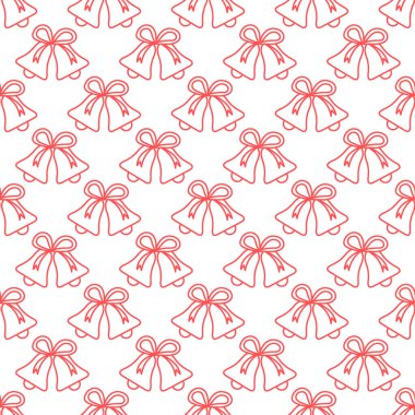 Vektör çan ile seamless modeli. Noel ve yeni yıl 2019 arka plan. Ambalaj Kağıt, kumaş ve diğer yazdırma için tasarım.