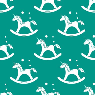 Sihirli unicorn ve kabarcıklar sallanan ile desen. Tasarım çocuk grafik, t-shirt, kapak, hediye kartı için.