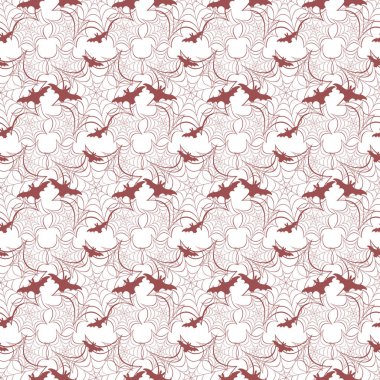 Cadılar Bayramı vektör seamless modeli ile web ve yarasa. Parti kartı, sarma, kumaş, yazdırma için tasarım.