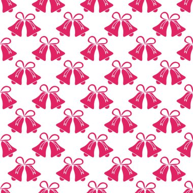 Vektör çan ile seamless modeli. Noel ve yeni yıl 2019 arka plan. Ambalaj Kağıt, kumaş ve diğer yazdırma için tasarım.