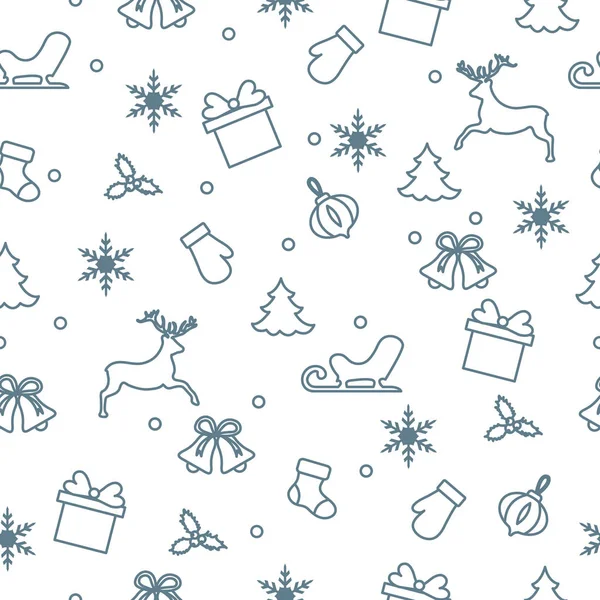 Новим 2019 Роком Різдвом Безшовним Візерунком Зимова Ілюстрація Рукавицями Санчатами — стоковий вектор