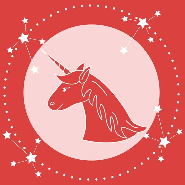 Magic Unicorn Constelații Design Pentru Copii Grafic Tricou Coperta Card — Vector de stoc
