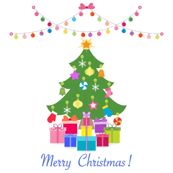 Ευτυχισμένο Νέο Έτος 2019 Και Χριστούγεννα Διανυσματικά Εικονογράφηση Διακοσμημένο Χριστουγεννιάτικο — Διανυσματικό Αρχείο